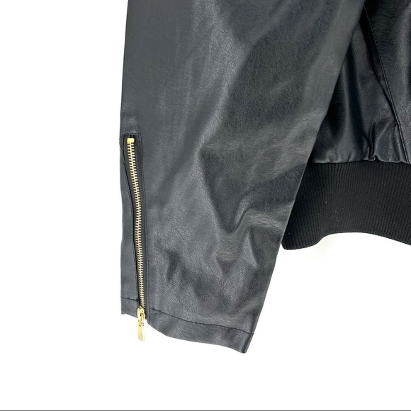 New Look Women's Faux Leather Puff Sleeve Full Zip Jacket w/ Drawstrings - Picture 4 of 7